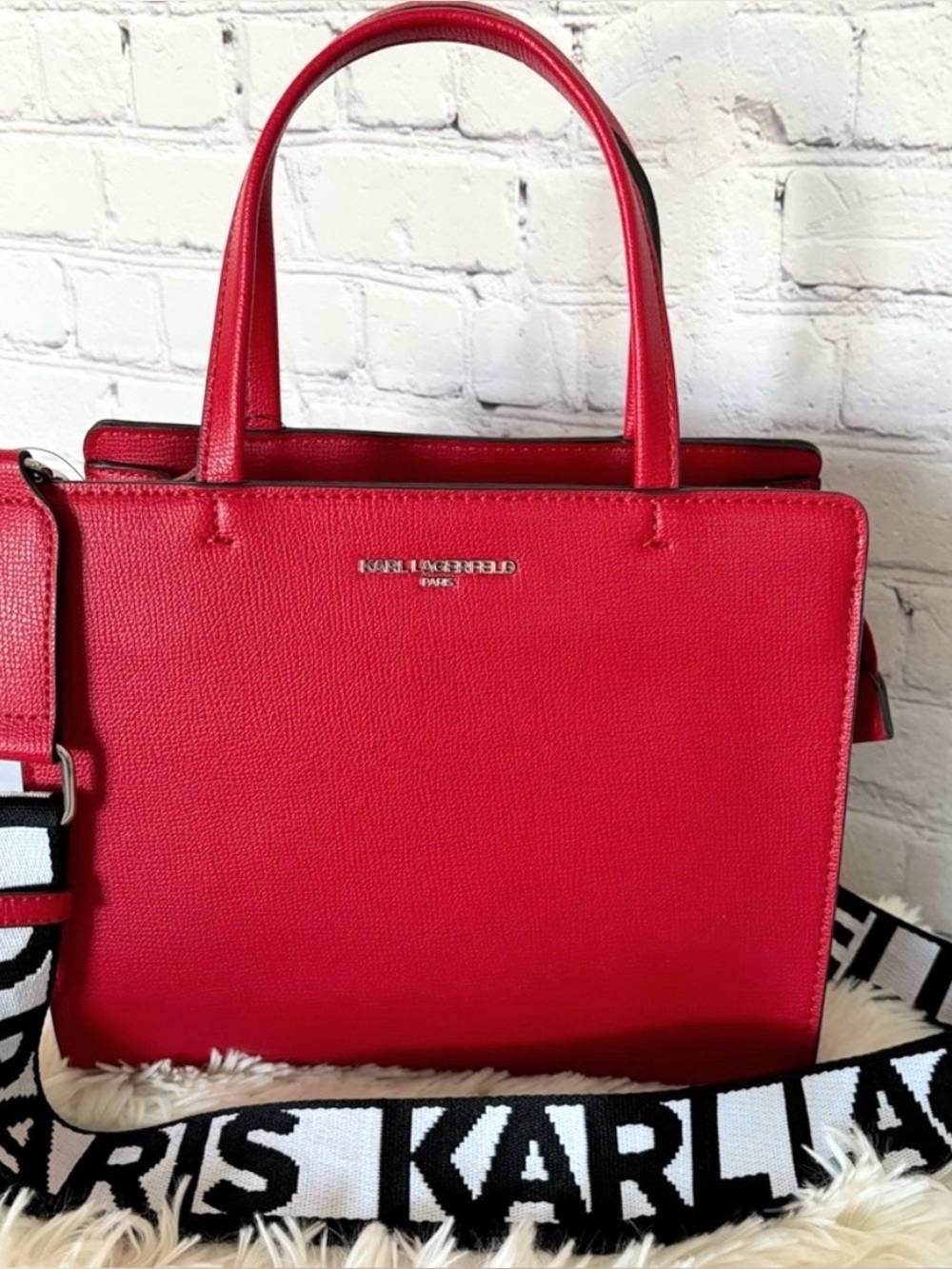 KARL LAGERFELD Maybelle Red Medium Satchel Crossbody Handbag--NWT